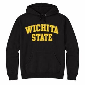 VINTAGE Wichita State Shockers Hoodie Men Large Black College Heavyweight Y2K